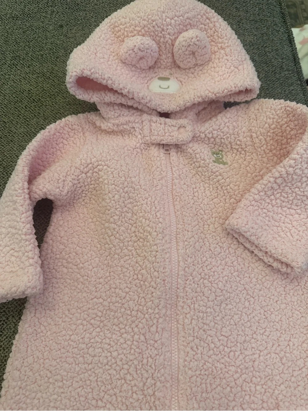 Carter's Light Pink Sherpa Hooded Romper